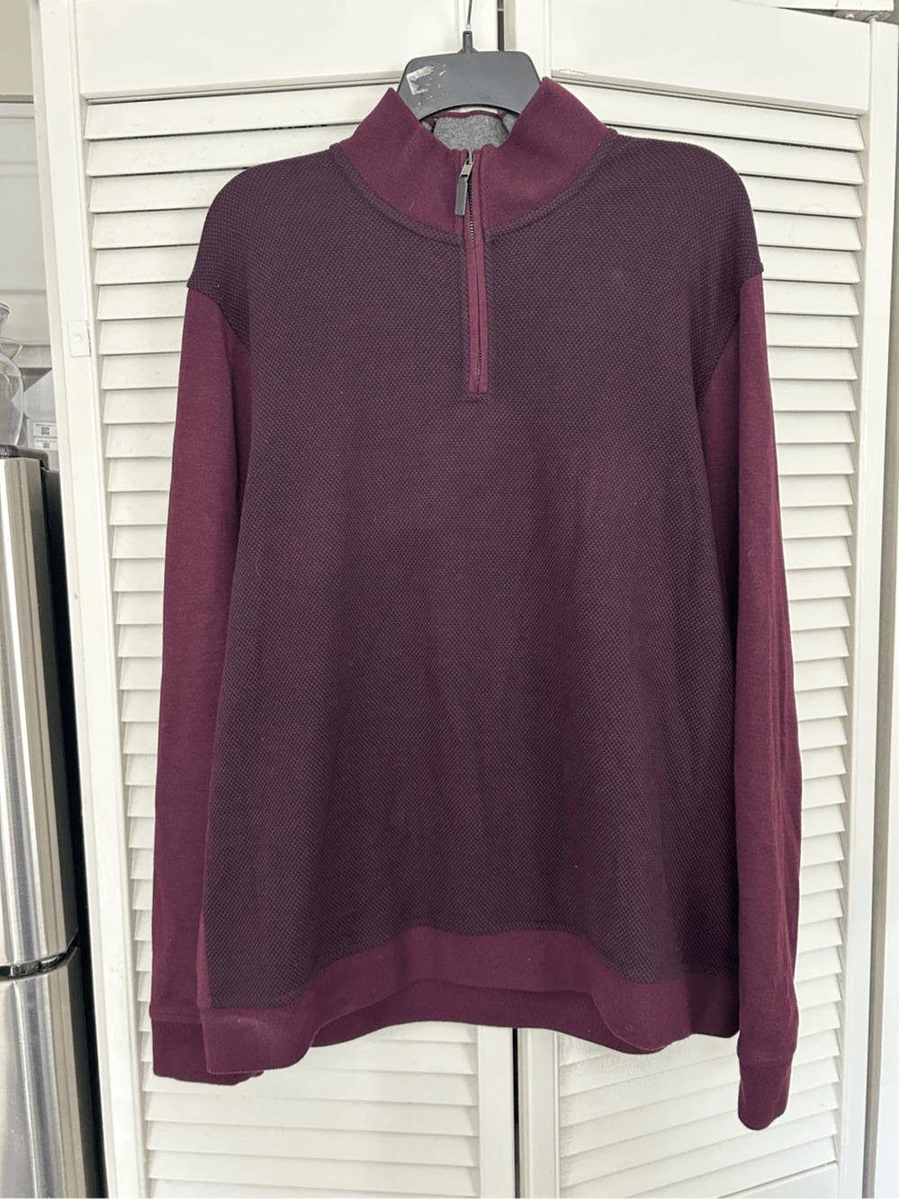 Ted Baker Maroon Burgundy Quarter-Zip Sweater, Ted Sz 7/ US Sz XXXL, MP $195